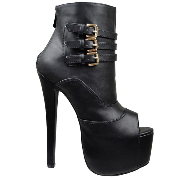 PEEP TOE STILETTO PLATFORM ANKLE BOOTIE - Picture 2 of 6